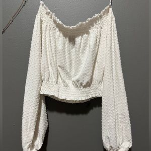 White Off the Shoulder Long Sleeve